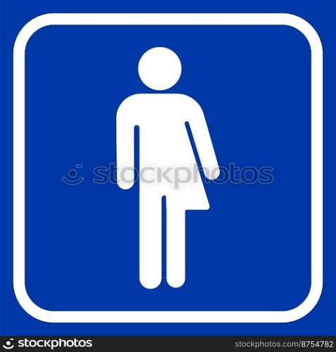 Transgender line icon on blue background. Unisex washroom symbol. Gender neutral restroom sign.Vector graphics