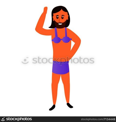Transgender man in bra icon. Cartoon of transgender man in bra vector icon for web design isolated on white background. Transgender man in bra icon, cartoon style