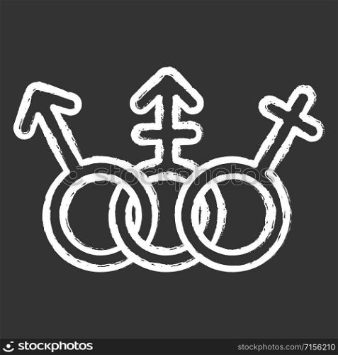 Transgender people equality chalk icon. Female, male human rights. Trans human tolerance. Gender signs. Transsexual, intersex pride. Feminism, democracy. Isolated vector chalkboard illustration