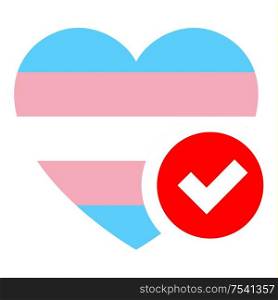 Transgender pride flag in heart shape, vector illustration for your design. flag in heart shape, vector illustration for your design