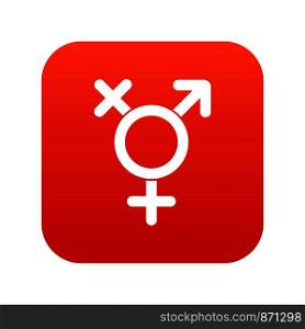 Transgender sign icon digital red for any design isolated on white vector illustration. Transgender sign icon digital red