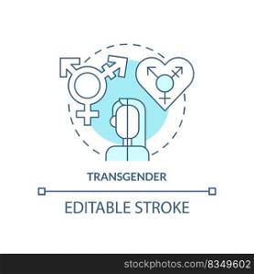 Transgender turquoise concept icon. Gender identity differs from sex. LGBT member abstract idea thin line illustration. Isolated outline drawing. Editable stroke. Arial, Myriad Pro-Bold fonts used. Transgender turquoise concept icon