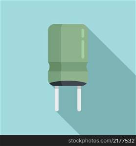 Transistor capacitor icon flat vector. Electric resistor. Circuit component. Transistor capacitor icon flat vector. Electric resistor