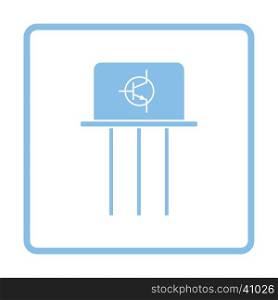 Transistor icon. Blue frame design. Vector illustration.