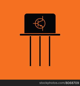 Transistor icon. Orange background with black. Vector illustration.