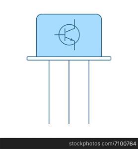 Transistor Icon. Thin Line With Blue Fill Design. Vector Illustration.