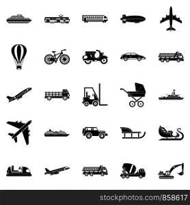 Transit icons set. Simple set of 25 transit vector icons for web isolated on white background. Transit icons set, simple style