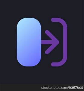 Transition flat gradient fill ui icon for dark theme. Connect shots in video footage. Post-production. Pixel perfect color pictogram. GUI, UX design on black space. Vector isolated RGB illustration. Transition flat gradient fill ui icon for dark theme