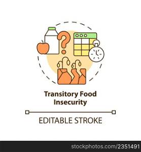 Transitory food insecurity concept icon. Types of food insecurity abstract idea thin line illustration. Isolated outline drawing. Editable stroke. Arial, Myriad Pro-Bold fonts used. Transitory food insecurity concept icon