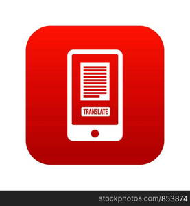 Translate application on a smartphone icon digital red for any design isolated on white vector illustration. Translate application on a smartphone icon digital red