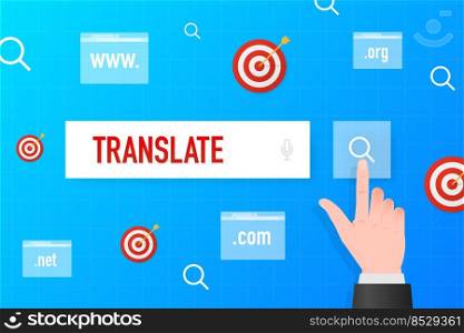 Translate button for web design. Vector line illustration. Editable stroke.. Translate button for web design. Vector line illustration. Editable stroke