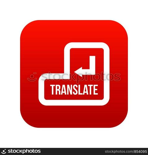 Translate button icon digital red for any design isolated on white vector illustration. Translate button icon digital red