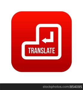 Translate button icon digital red for any design isolated on white vector illustration. Translate button icon digital red
