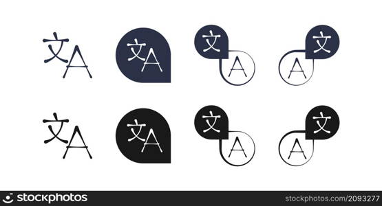 Translate language vector icon. Translation foreign languages service doodle symbol set.