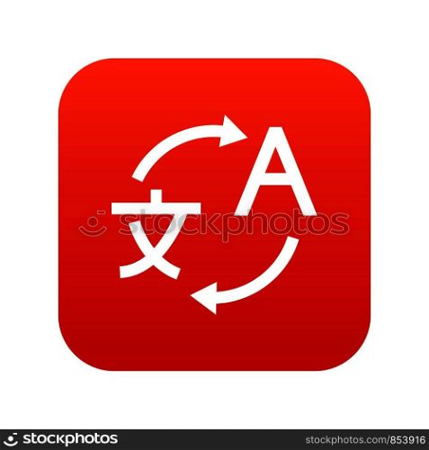 Translating icon digital red for any design isolated on white vector illustration. Translating icon digital red
