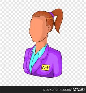 Translator interpreter woman icon in cartoon style isolated on background for any web design . Translator interpreter woman icon, cartoon style
