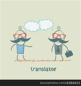 translator speaks with a businessman
