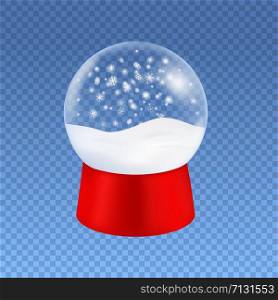 Translucent Christmas glass snow globe with fine highlights and shadow isolated on transparent background, Xmas ornament.