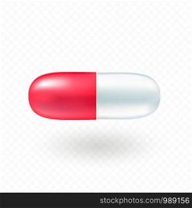 Translucent pill isolated on transparent background. Vector illustration.