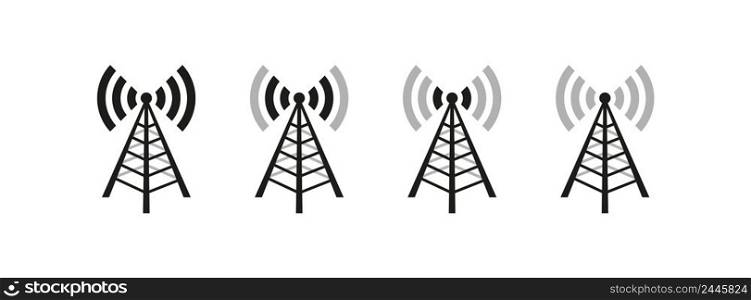 Transmitter antena icon set. Signal antena vector desing.