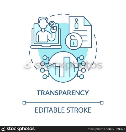 Transparency blue concept icon. Urban management. Public access to urban services information abstract idea thin line illustration. Vector isolated outline color drawing. Editable stroke. Transparency blue concept icon