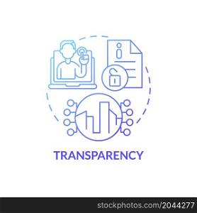 Transparency blue gradient concept icon. City infrastructure management. Public access to urban services information abstract idea thin line illustration. Vector isolated outline color drawing. Transparency blue gradient concept icon