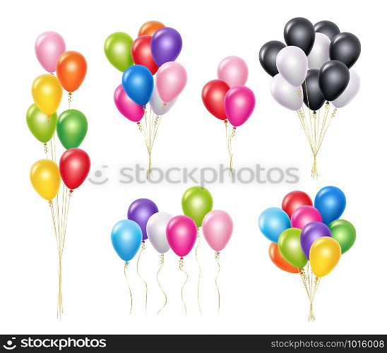 Transparent balloons. Realistic mockup 3d flying helium party decoration balloons vector collection. Illustration of air, balloon realistic, flying ball for party. Transparent balloons. Realistic mockup 3d flying helium party decoration balloons vector collection