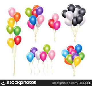 Transparent balloons. Realistic mockup 3d flying helium party decoration balloons vector collection. Illustration of air, balloon realistic, flying ball for party. Transparent balloons. Realistic mockup 3d flying helium party decoration balloons vector collection