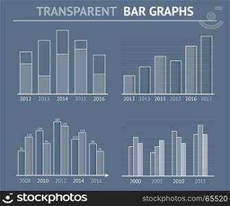 Transparent Bar Graphs. Transparent bar graphs for statistics or data visualization, can be used in reports or presentations, vector eps10 illustration
