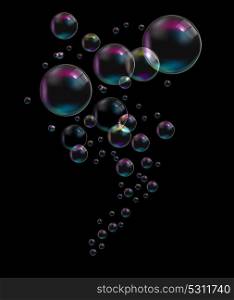 Transparent Bubbles on Black Background. Vector Illustration. EPS10. Transparent Bubbles on Black Background. Vector Illustration