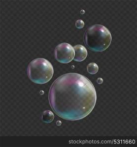 Transparent Bubbles on Dark Background. Vector Illustration. EPS10. Transparent Bubbles on Dark Background. Vector Illustration