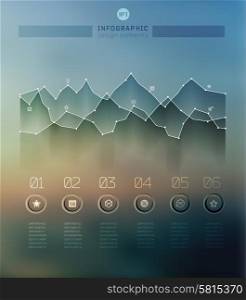 Transparent business Infographics diagram on blur landscape can be used for workflow layout, banner, step up options, web design.