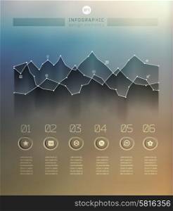 Transparent business Infographics diagram on blur landscape can be used for workflow layout, banner, step up options, web design.