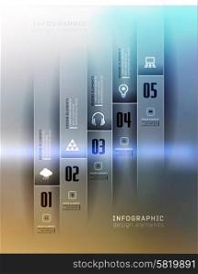 Transparent business Infographics, plat elements. Shadows options, diagram on blur landscape can be used for workflow layout, banner, step up options, number options, web template