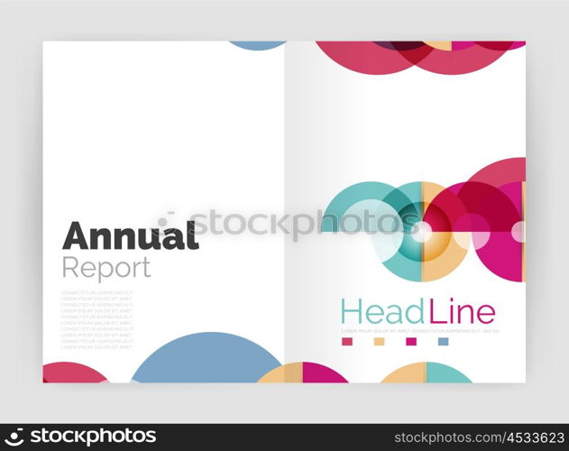 Transparent circle composition on business annual report flyer. Transparent circle composition on business annual report flyer. Vector illustration