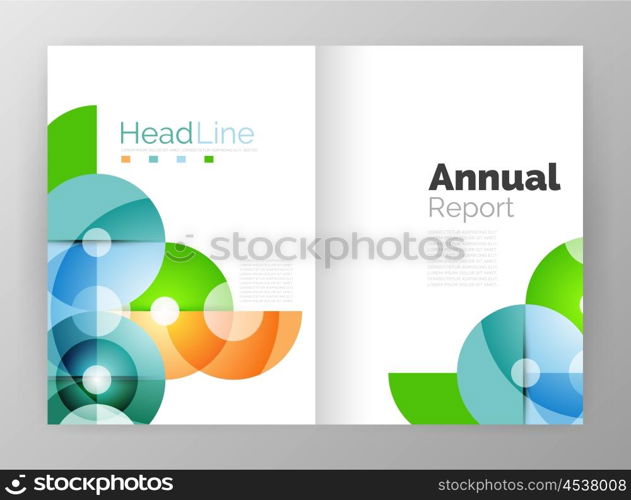 Transparent circle composition on business annual report flyer. Transparent circle composition on business annual report flyer. Vector illustration