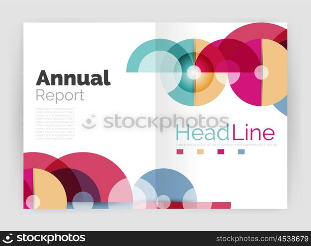 Transparent circle composition on business annual report flyer. Transparent circle composition on business annual report flyer. Vector illustration