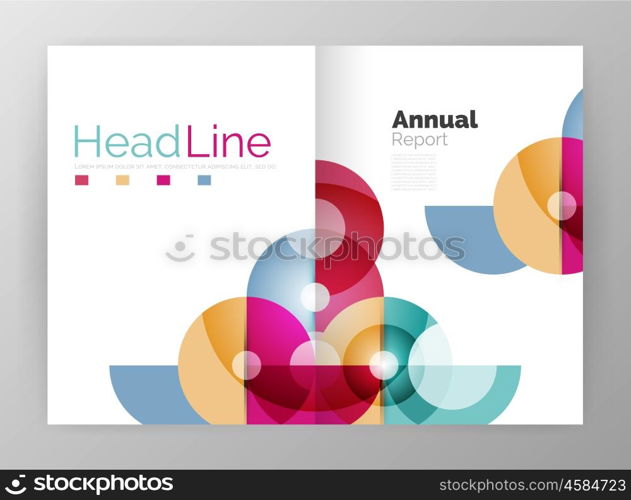 Transparent circle composition on business annual report flyer. Transparent circle composition on business annual report flyer. Vector illustration