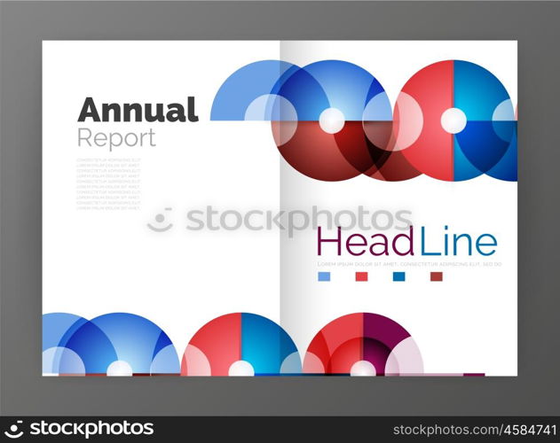 Transparent circle composition on business annual report flyer. Transparent circle composition on business annual report flyer. Vector illustration