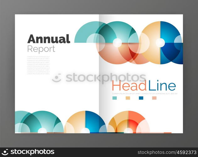 Transparent circle composition on business annual report flyer. Transparent circle composition on business annual report flyer. Vector illustration