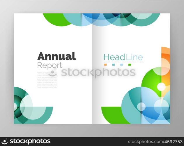 Transparent circle composition on business annual report flyer. Transparent circle composition on business annual report flyer. Vector illustration