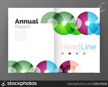 Transparent circle composition on business annual report flyer. Transparent circle composition on business annual report flyer. Vector illustration