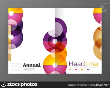 Transparent circle composition on business annual report flyer. Transparent circle composition on business annual report flyer. Vector illustration