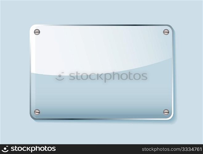 Transparent clear glass company name plate with room for text