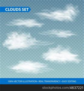 Transparent clouds realistic set on transparence background. Vector illustration. Transparent clouds realistic set on transparence background. Vector illustration EPS10