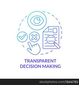Transparent decision making blue concept icon. Political accountability abstract idea thin line illustration. Social trust. Increasing of media literacy. Vector isolated outline color drawing.. Transparent decision making blue concept icon