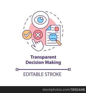 Transparent decision making concept icon. Political transparency abstract idea thin line illustration. Increasing of public awareness. Vector isolated outline color drawing. Editable stroke. Transparent decision making concept icon