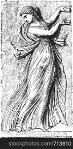 Transparent dress, (borghese vase dancer), vintage engraved illustration.