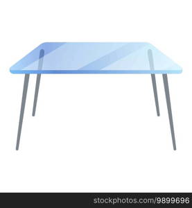 Transparent glass table icon. Cartoon of transparent glass table vector icon for web design isolated on white background. Transparent glass table icon, cartoon style