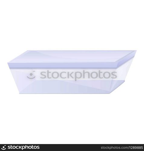 Transparent lunch box icon. Cartoon of transparent lunch box vector icon for web design isolated on white background. Transparent lunch box icon, cartoon style